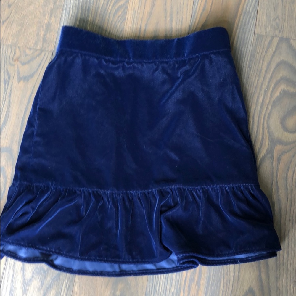 Beautiful Blue Velvet Ruffle Skirt- J Crew XS